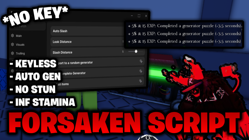 Forsaken Script *NO KEY* 🔑 – Auto Generator, No Stun, Infinite Stamina & More!