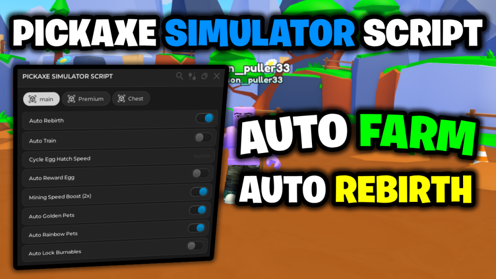 Pickaxe Simulator! Script – Auto Farm, Auto Rebirth & Auto Pets (Mobile & PC) ⛏️