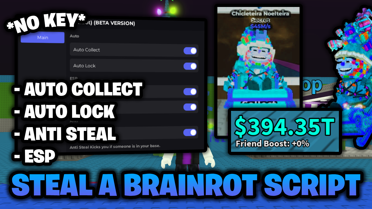 Steal A Brainrot Script *NO KEY* 🔑 – Auto Lock, Anti Steal, ESP & More! (Mobile & PC)