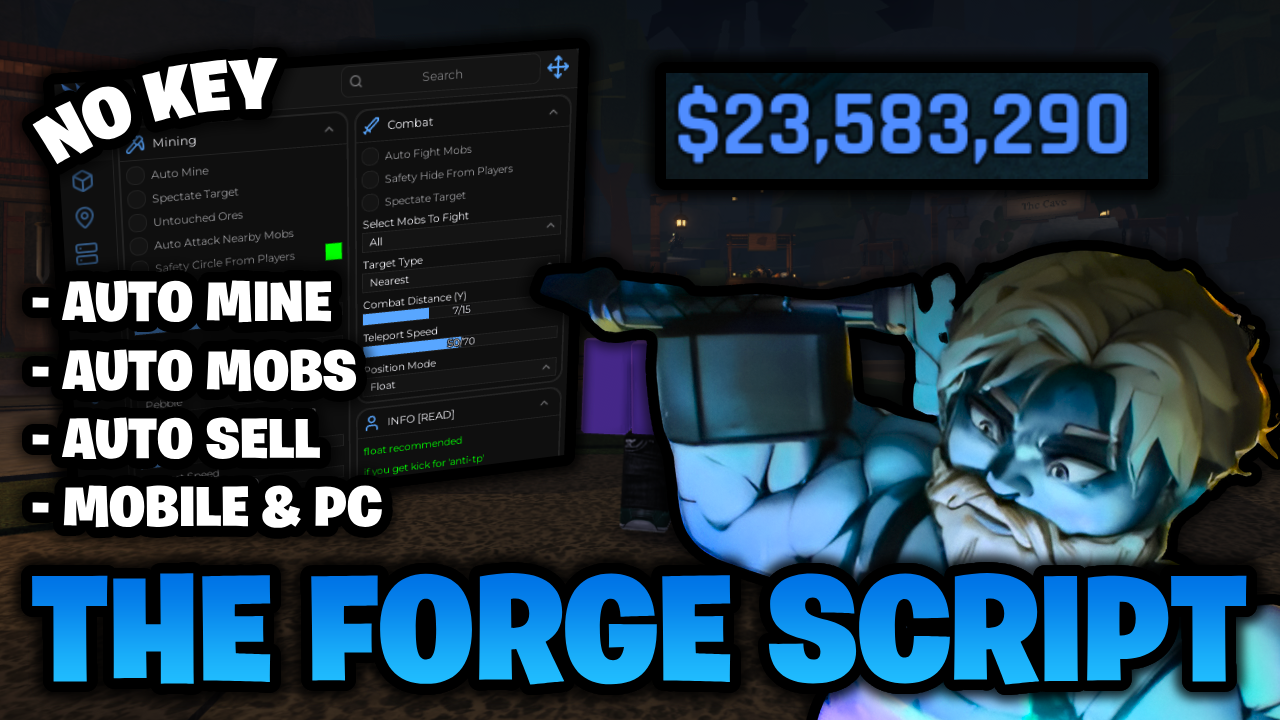 The Forge Script *NO KEY* – Auto Mine, Auto Fight Mobs, Auto Sell, & More! (MOBILE & PC) ⛏️